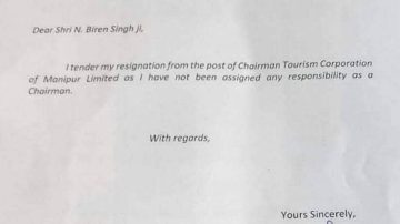 Karam Shyam resigns as Tourism Corporation of Manipur Limited Chairman