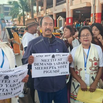STDCM starts poster campaign soliciting support from Parliamentary election candidates on ST status demand for Meitei
