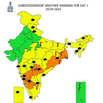 Heavy rainfall accompanied with thunderstorms/lightning and gusty winds likely in Manipur during 20th-24th April